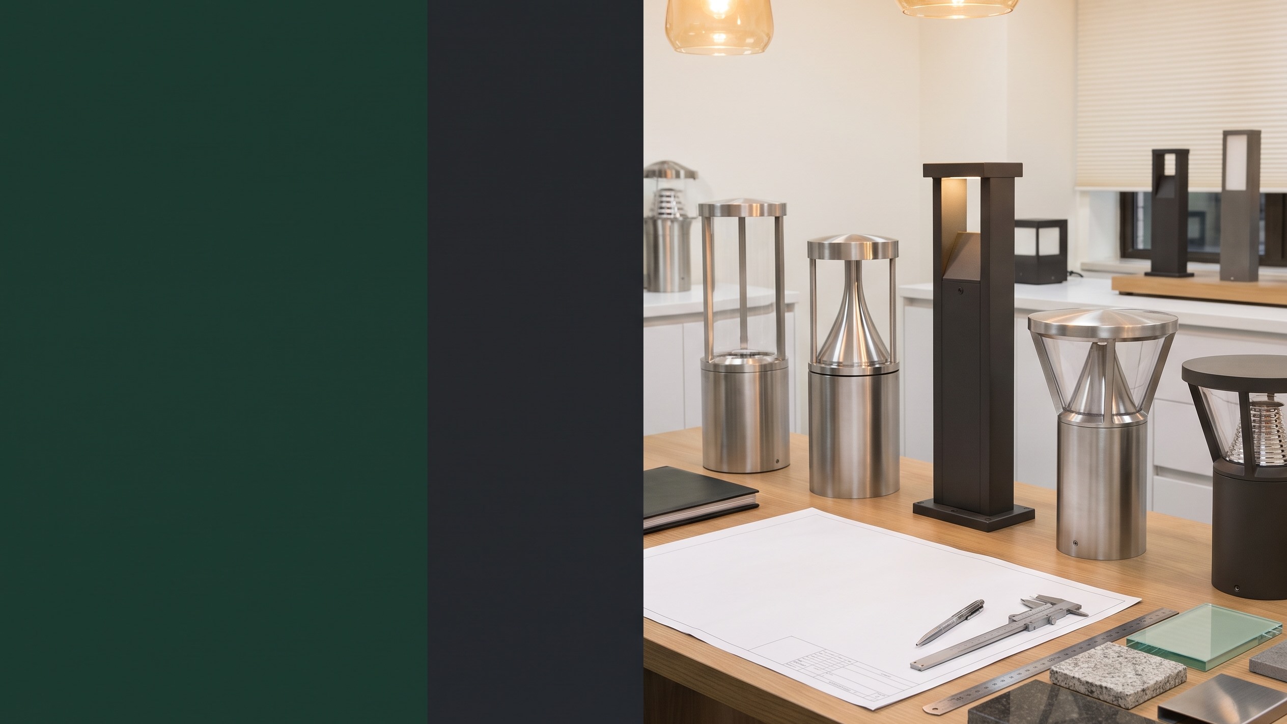 Outdoor lighting prototypes and material samples